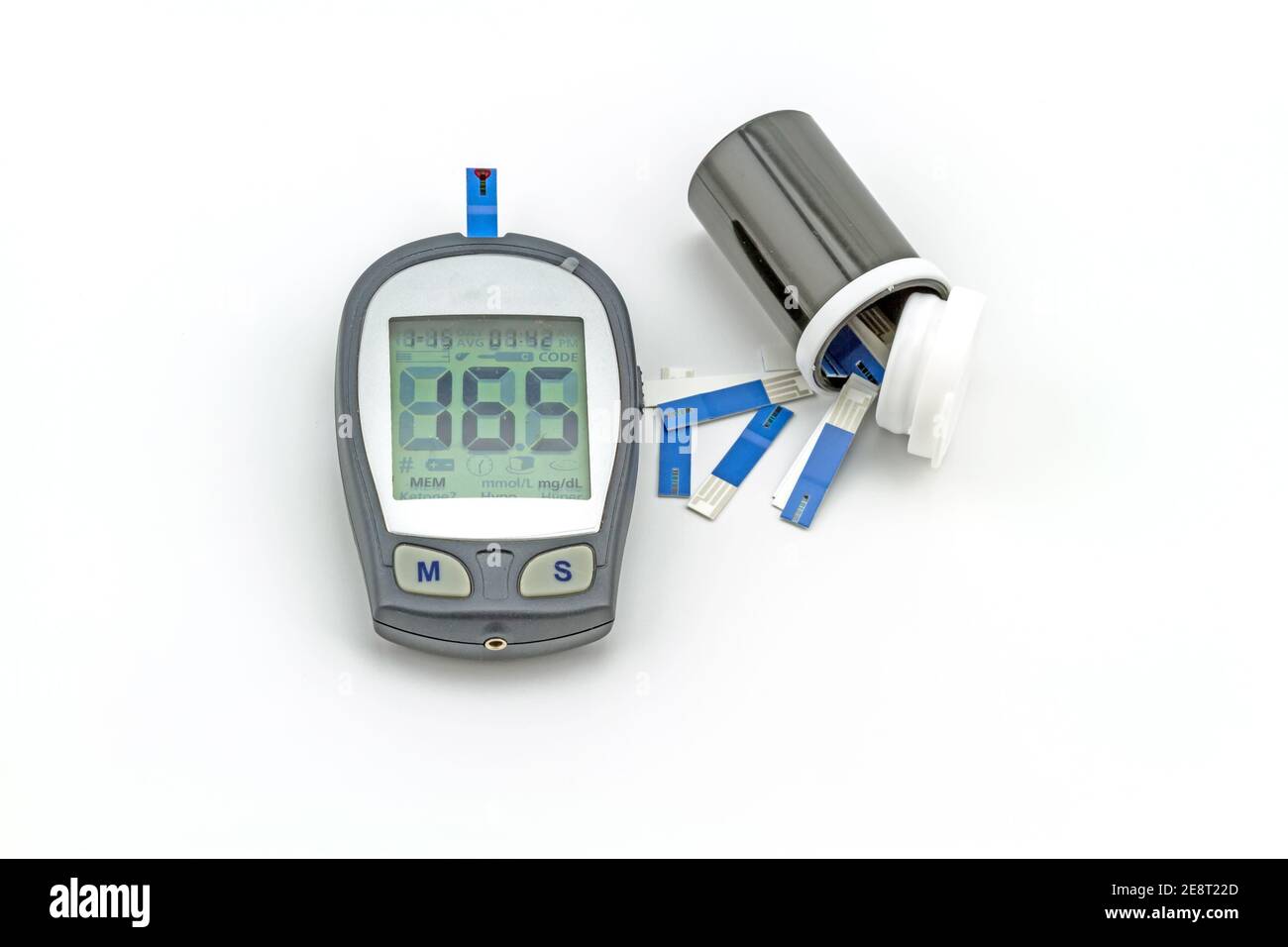 blood glucose meter test kit, the blood sugar value is measured on a