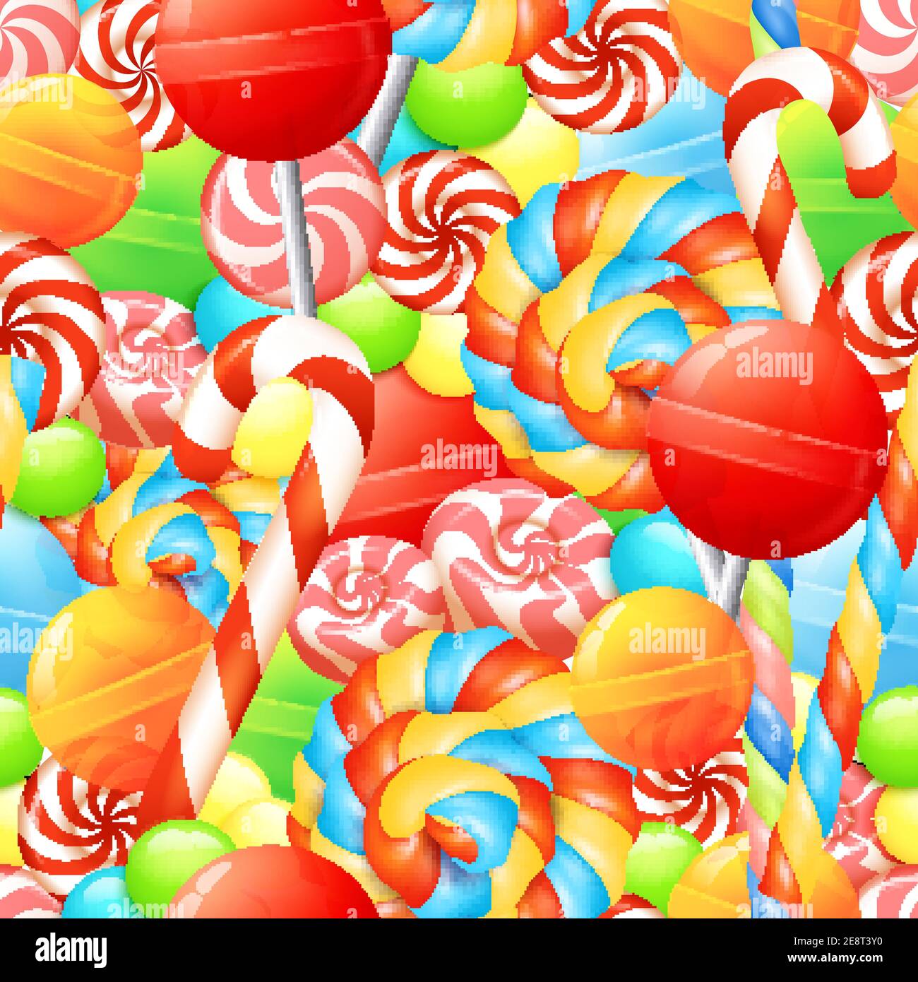 Sweet seamless pattern with colorful candies lollipops and bonbons vector illustration Stock Vector