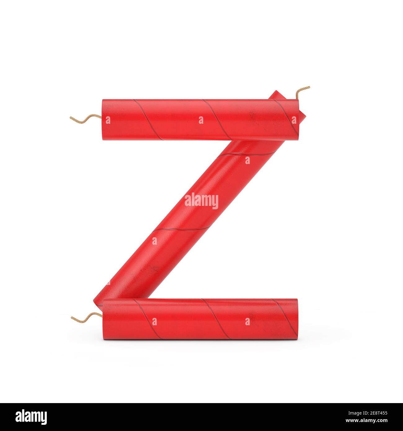 Letter Z as Dynamite Sticks Alphabet Collection on a white background. 3d Rendering Stock Photo