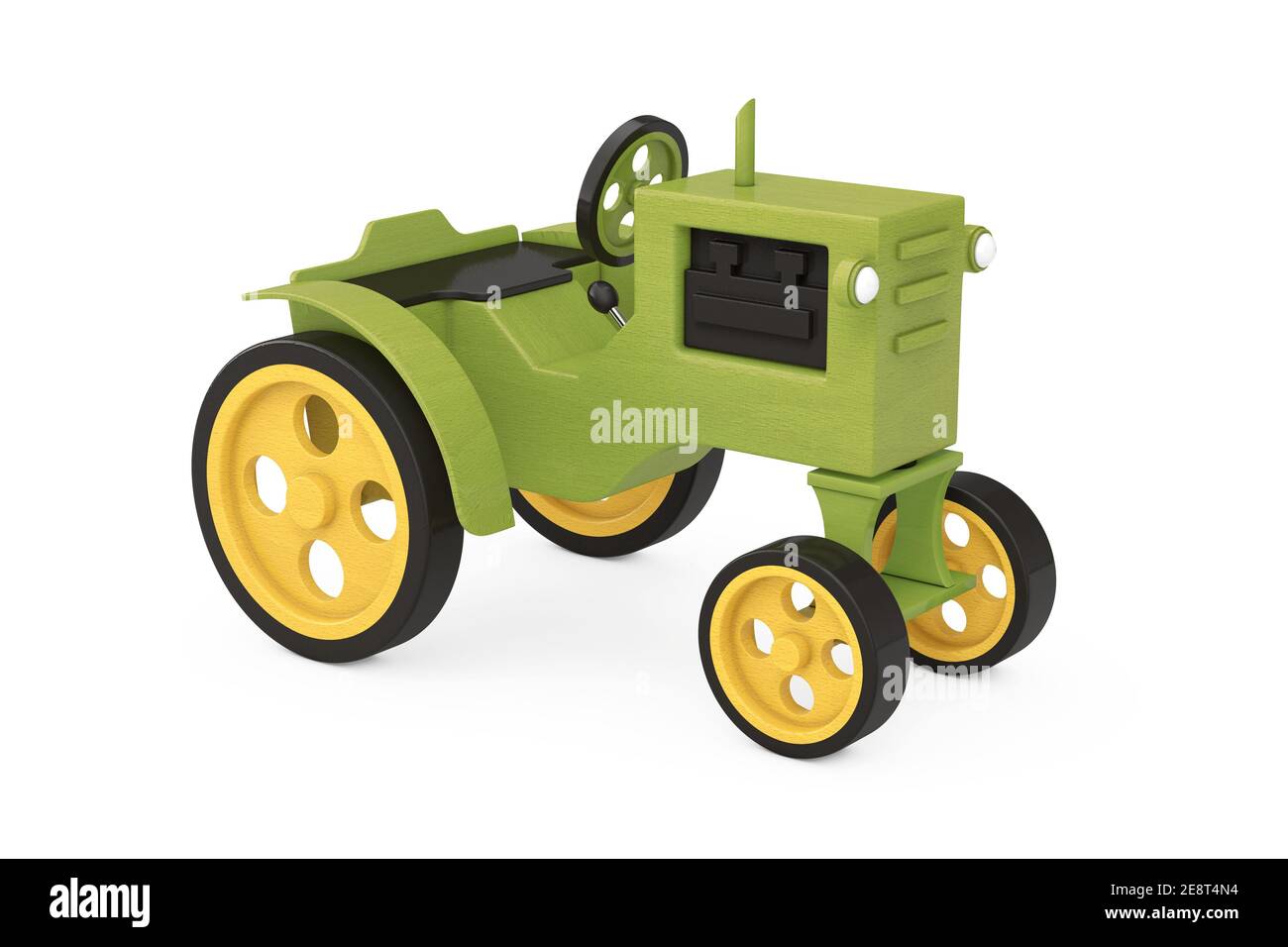 Wooden Toy Tractor on a white background. 3d Rendering Stock Photo - Alamy