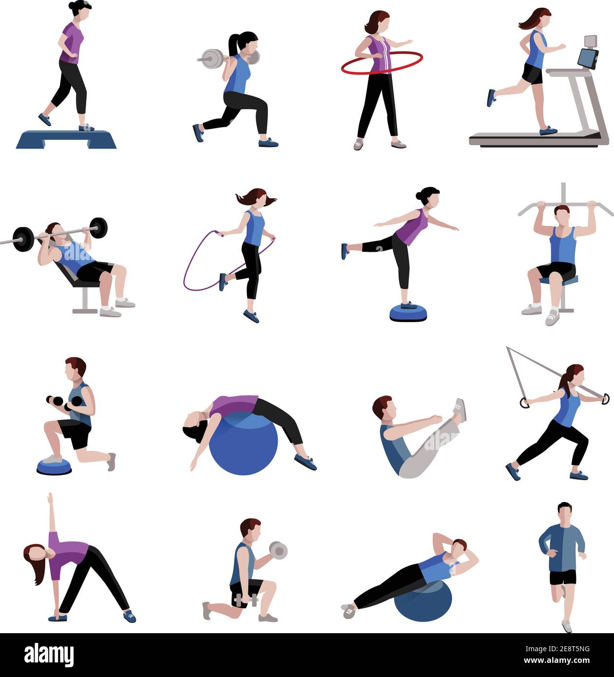 Fitness cardio exercise and equipment for men women two tints flat icons  collections abstract isolated vector illustration Stock Vector Image & Art  - Alamy