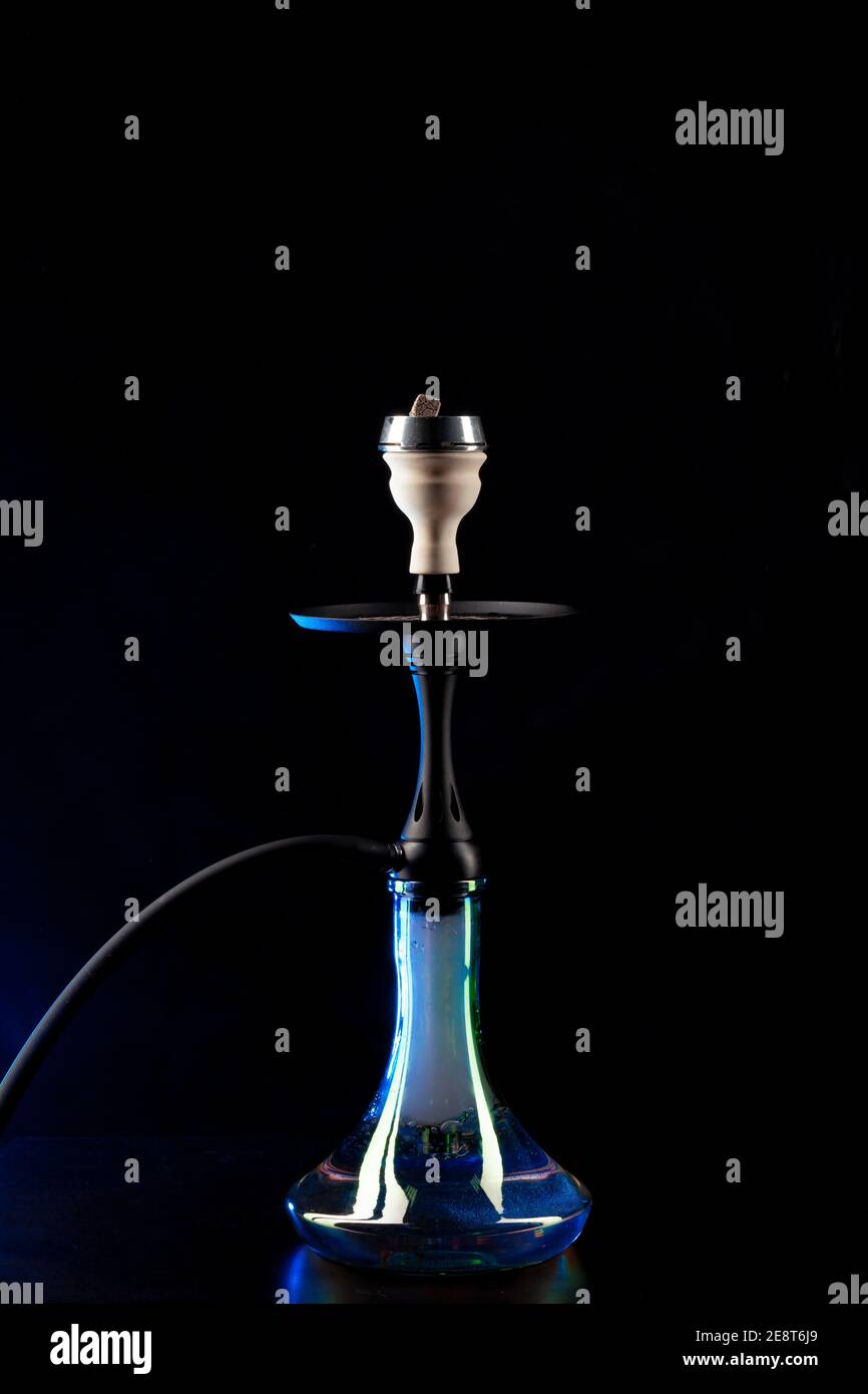 New hookah isolated on black background, copy space Stock Photo