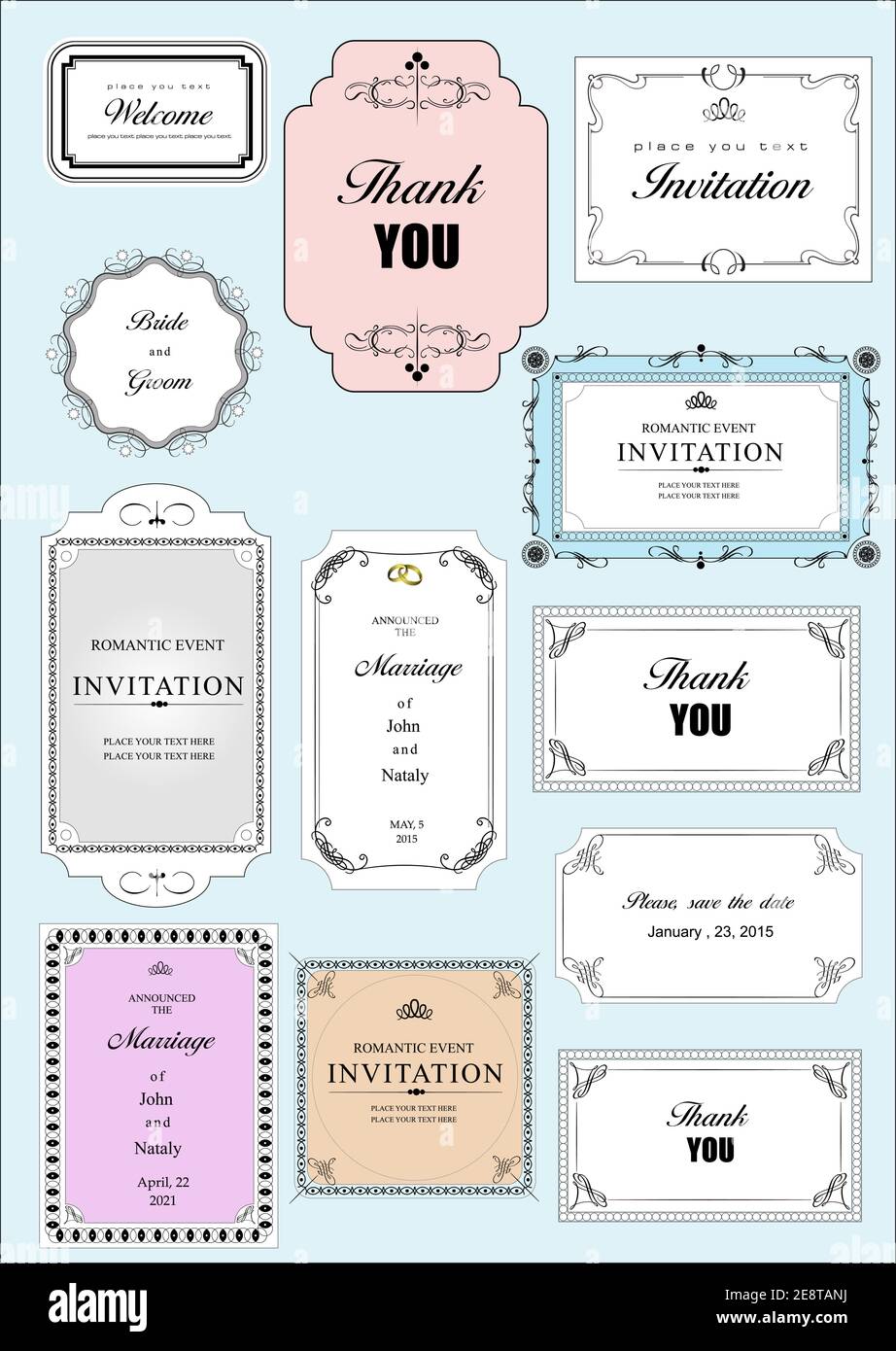 Calligraphic elements and frame vintage set. Vector illustration Stock ...