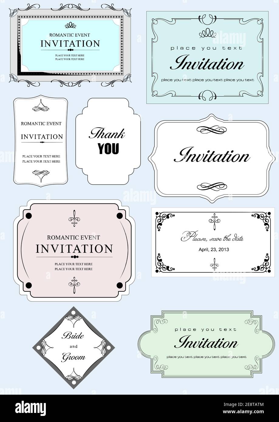 Calligraphic elements and frame vintage set. Vector illustration Stock ...