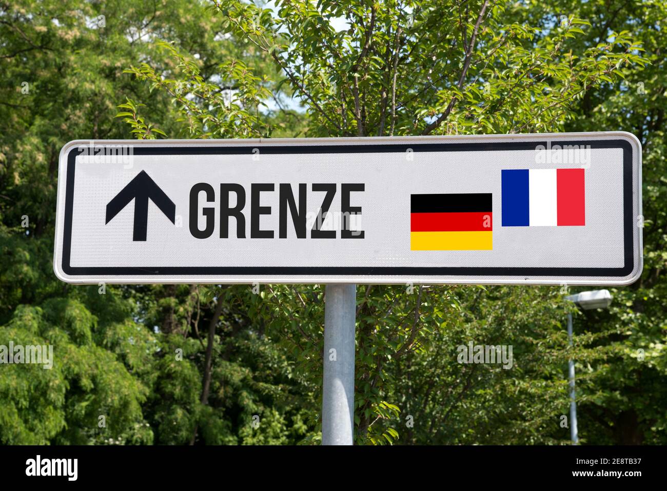 A shield and border between Germany and France Stock Photo Alamy