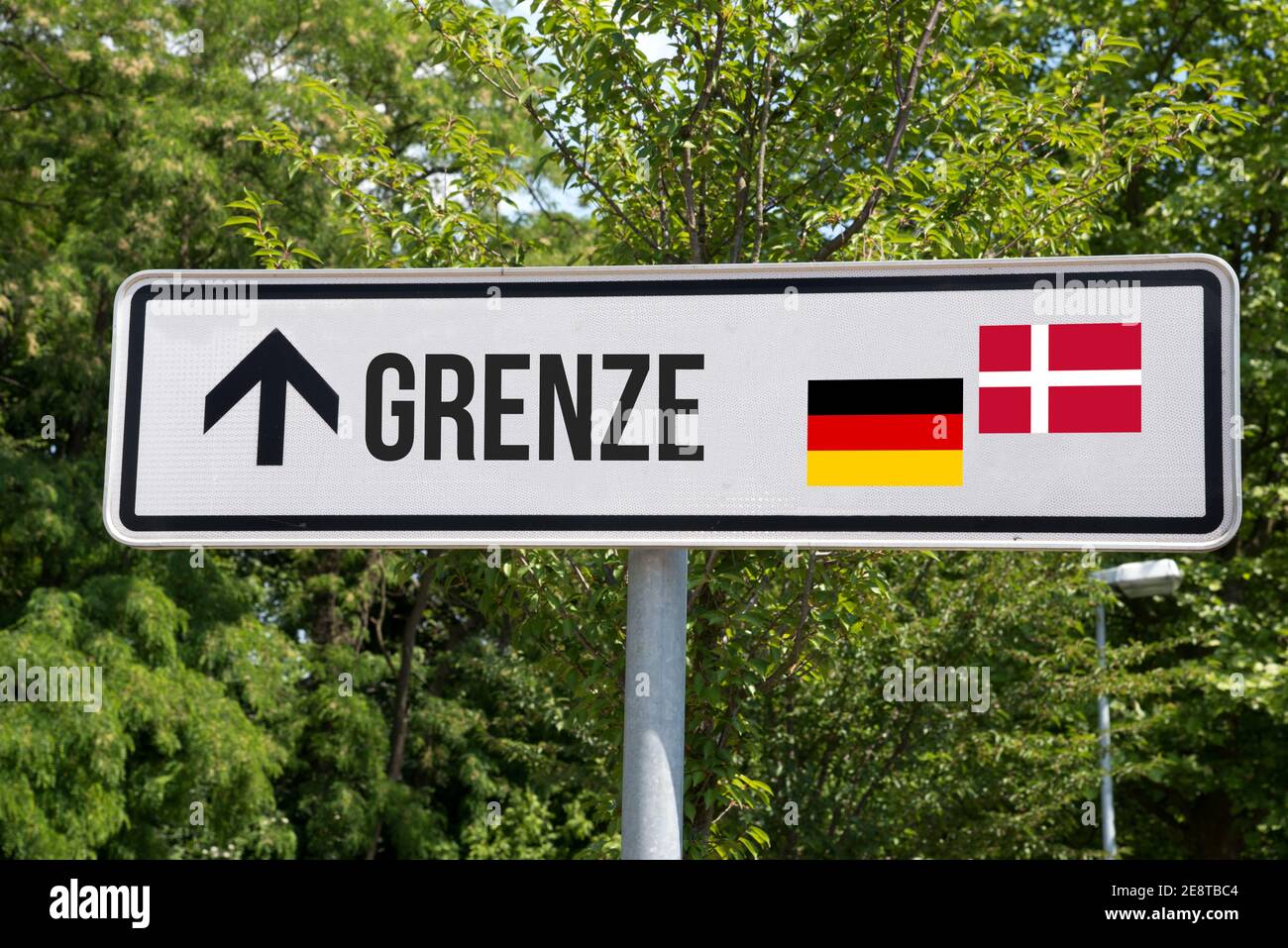 A shield and border between Germany and Denmark Stock Photo