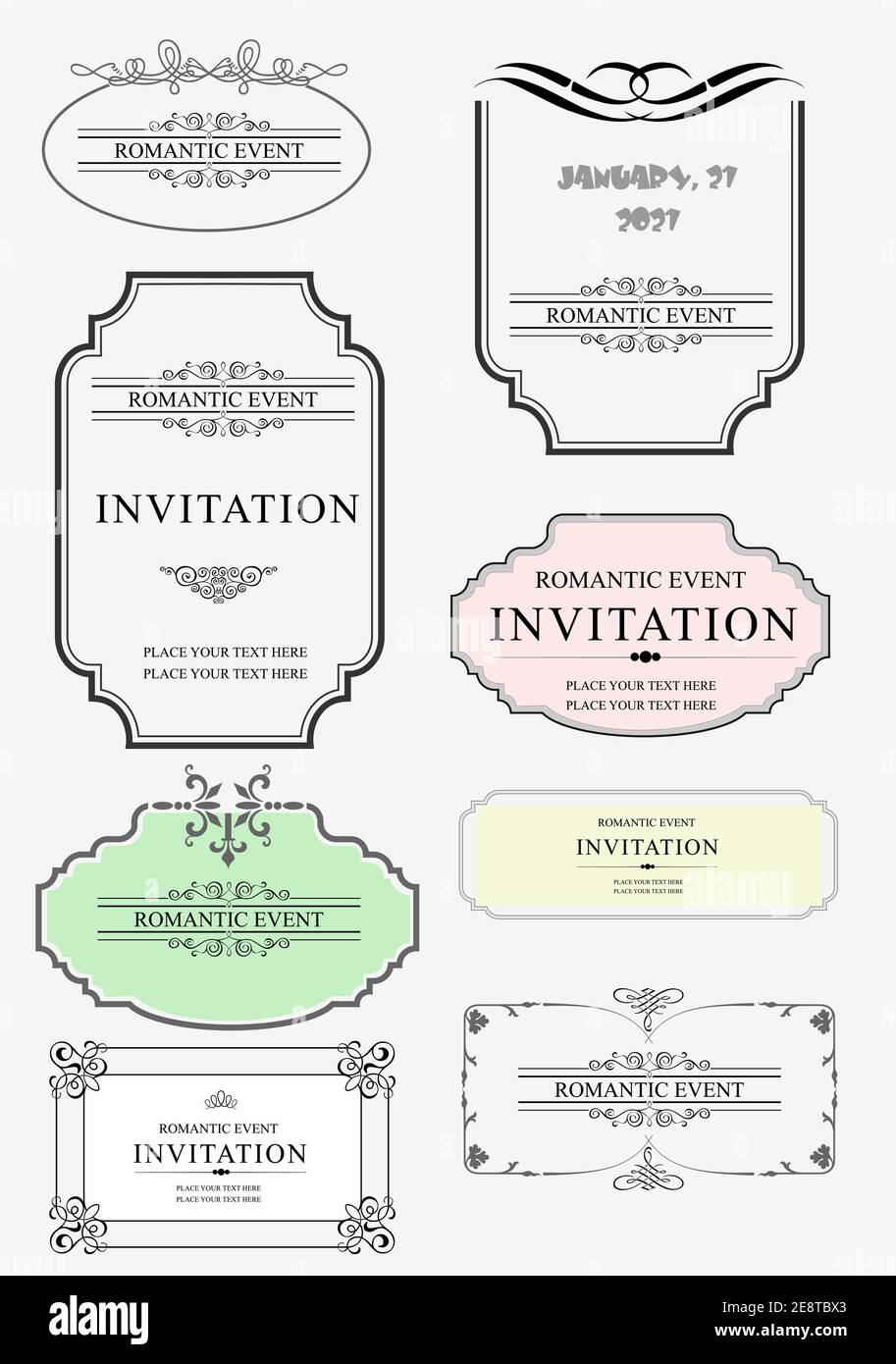 Calligraphic elements and frame vintage set. Vector illustration Stock ...