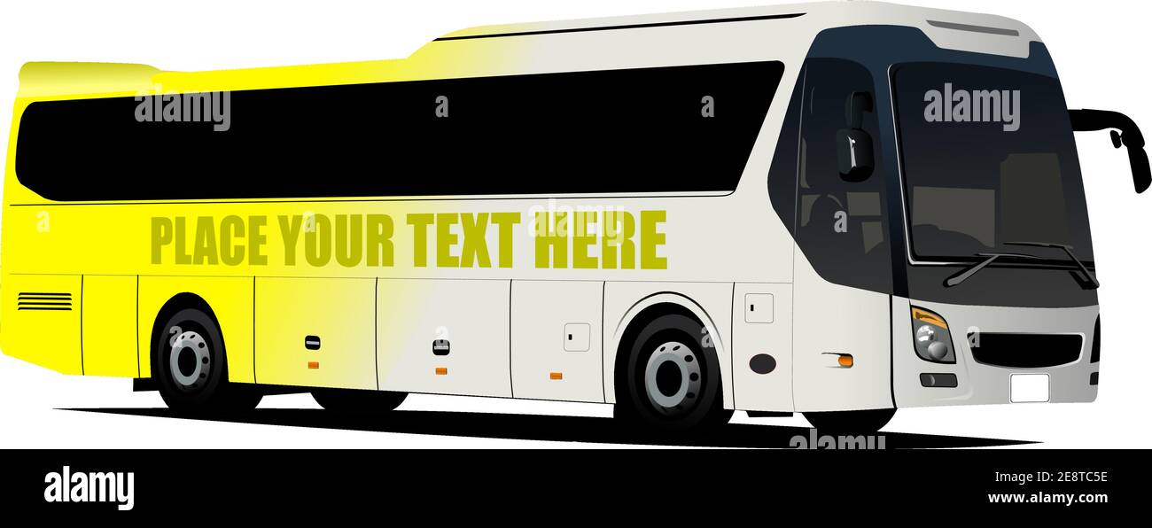Yellow city bus. Coach. Vector 3d illustration Stock Vector
