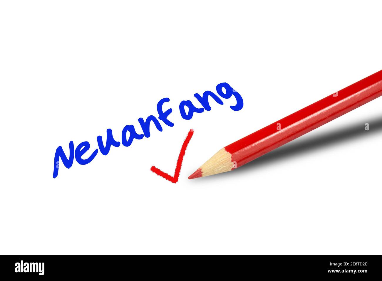 Pen, sheet of paper and a new beginning Stock Photo - Alamy