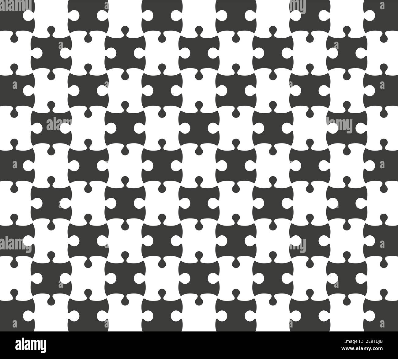 Jigsaw Puzzle grid template, black and white. Vector illustration. Stock Vector