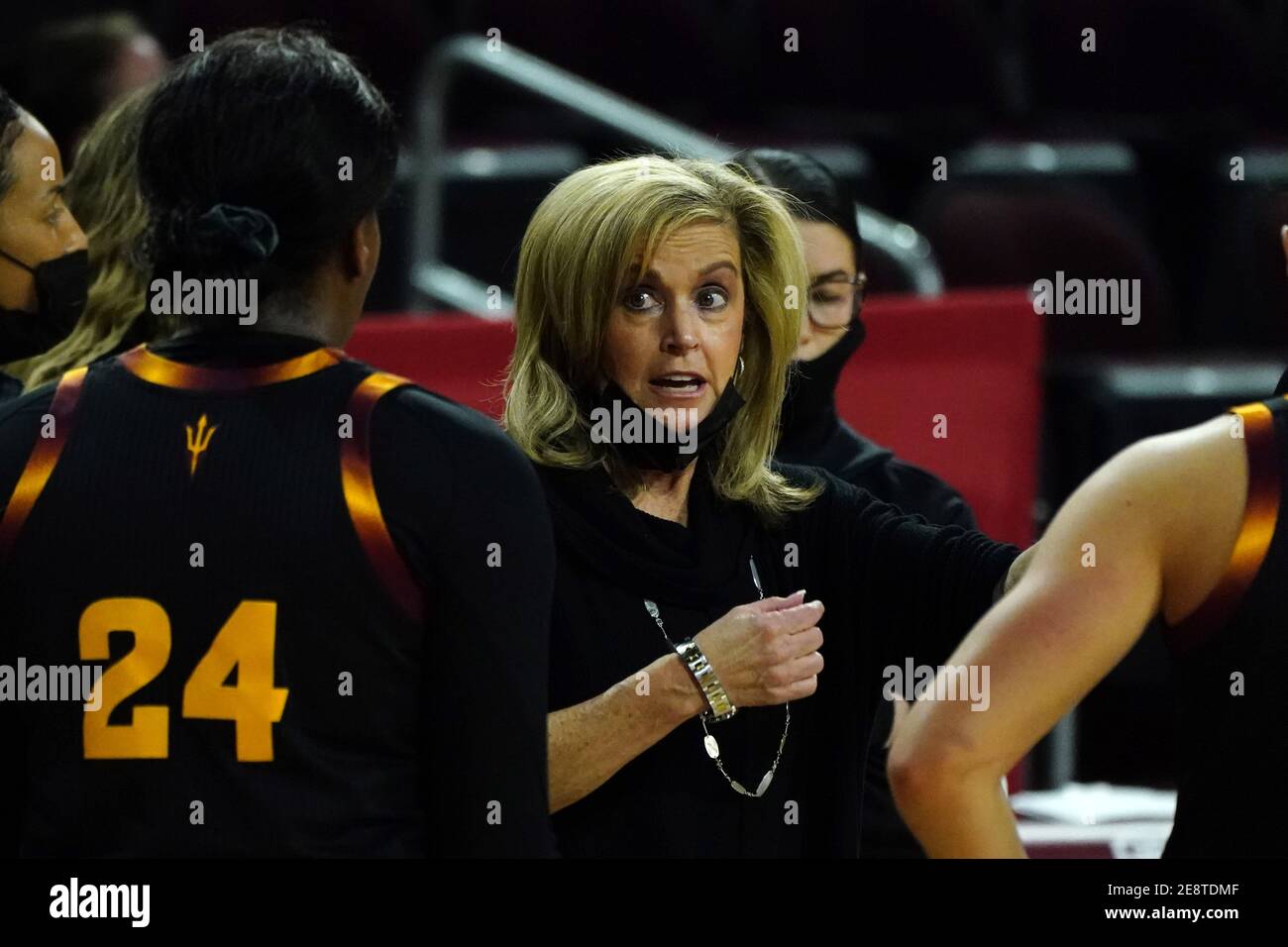 Arizona State Sun Devils head coach Charli Turner Thorne talks with forward Bre'yanna Sanders (24) during an NCAA college women's basketball game agai Stock Photo - Alamy Arizona State Sun Devils head coach Charli Turner Thorne talks with forward Bre'yanna Sanders (24) during an NCAA college women's basketball game agai Stock Photo - Alamy