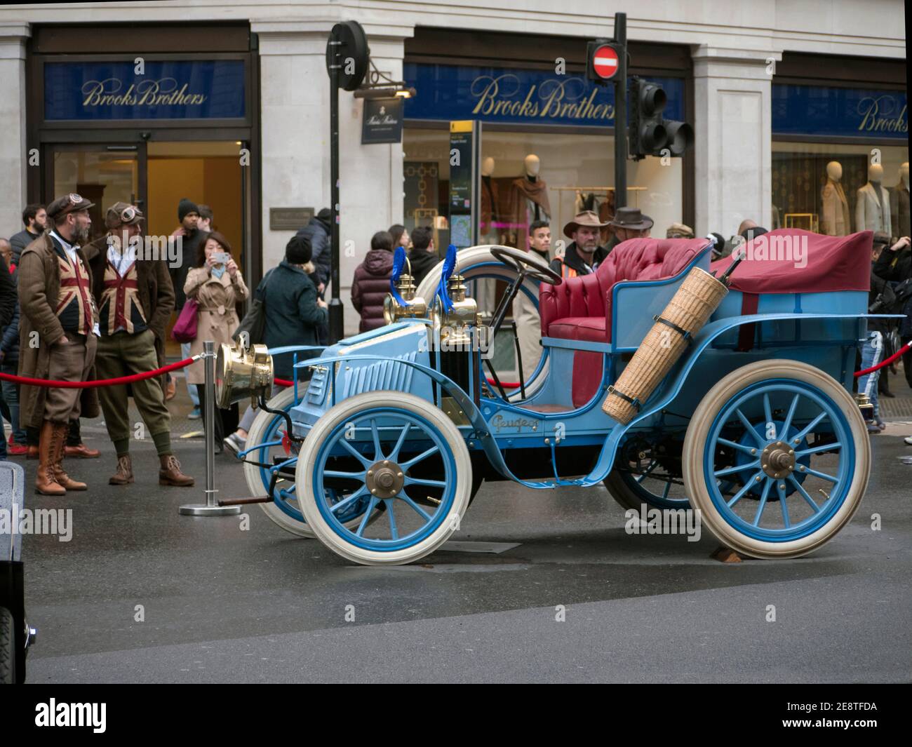 Veteran cars on display at the Regents Street Motor Show prior to the London to Brighton Veteran car run. 2019 Stock Photo