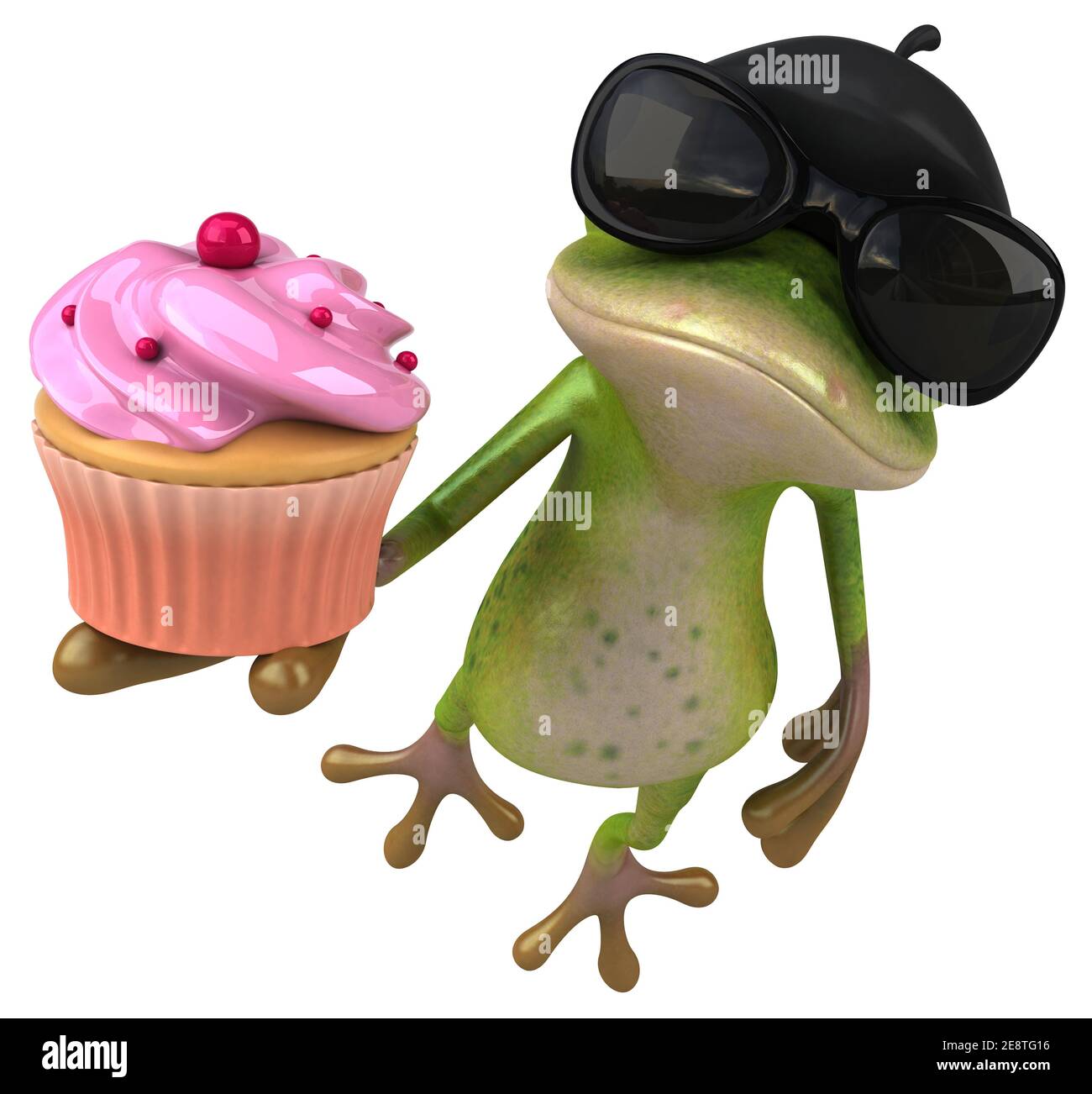 Fun french frog 3D Illustration Stock Photo Alamy