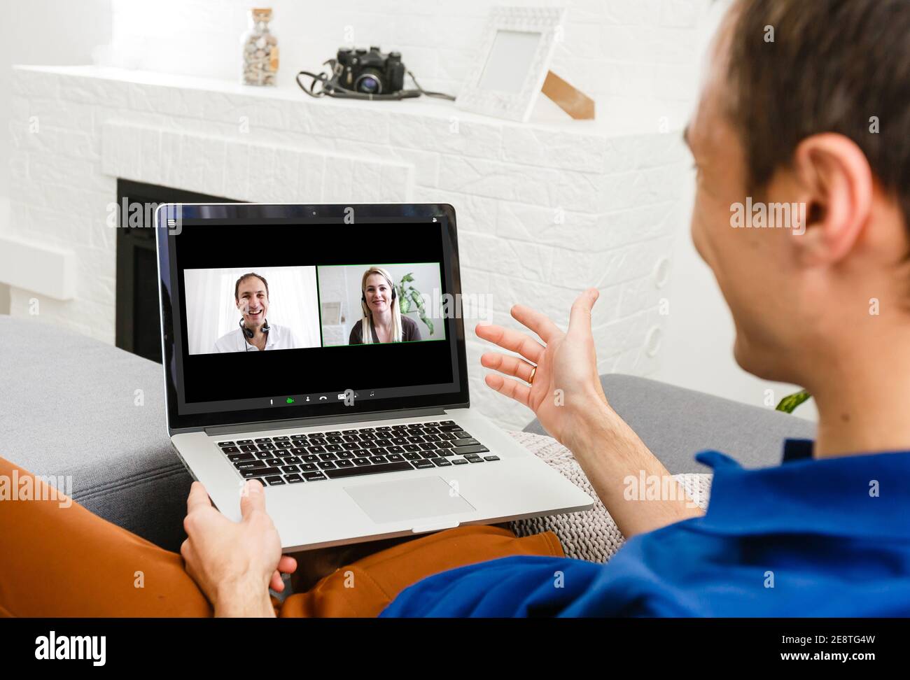 Electronic meeting concept. Teleconference. Video conference Stock