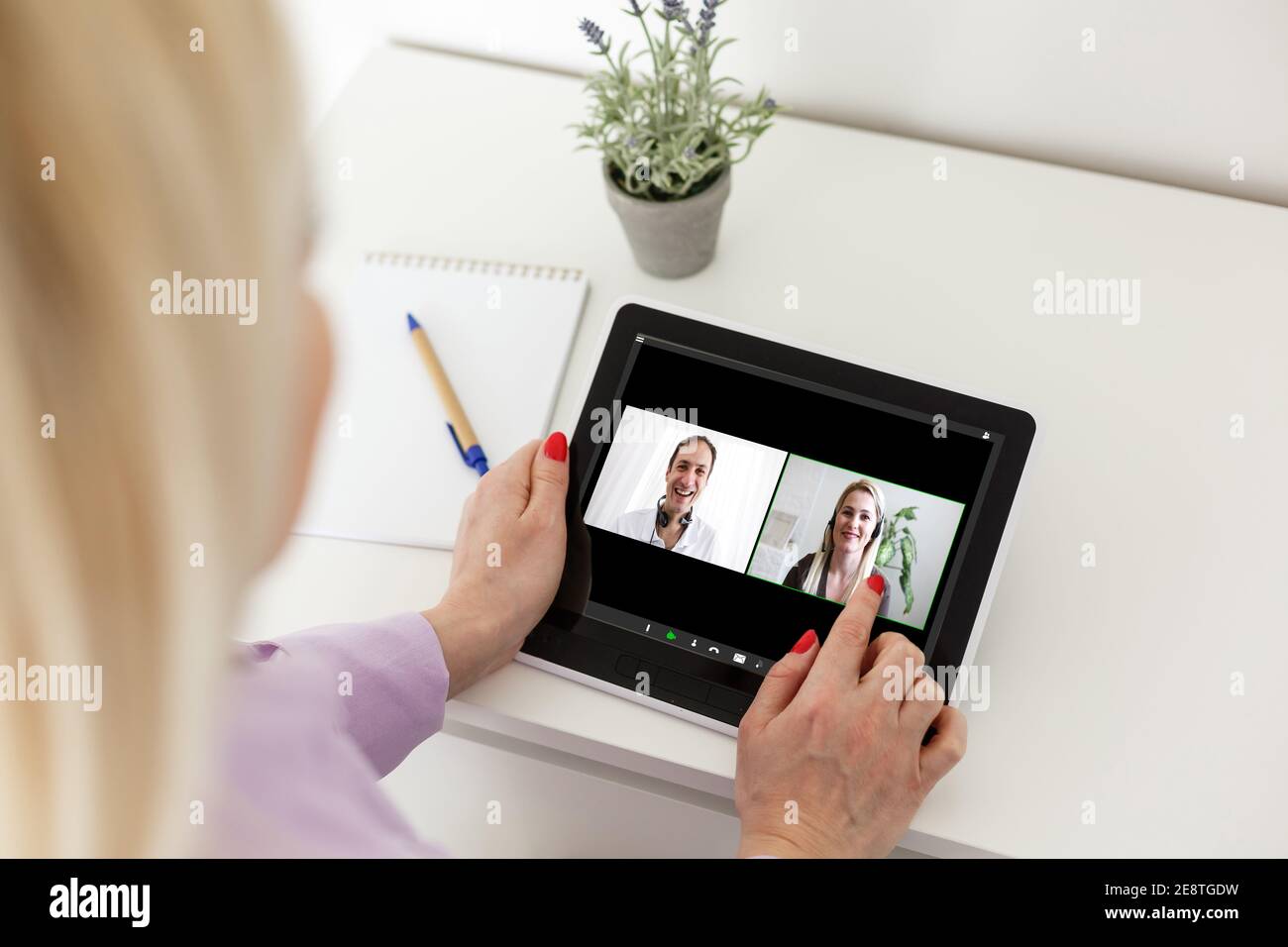 Electronic meeting concept. Teleconference. Video conference Stock