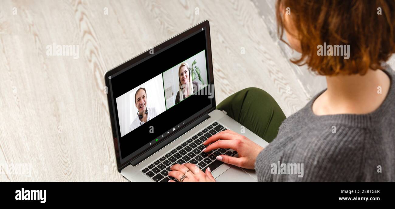 Electronic meeting concept. Teleconference. Video conference Stock