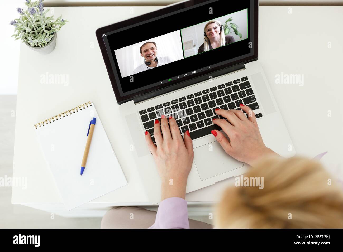 Electronic meeting concept. Teleconference. Video conference Stock
