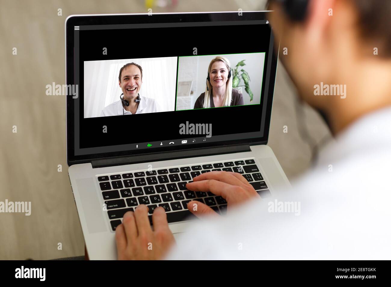 Electronic meeting concept. Teleconference. Video conference Stock
