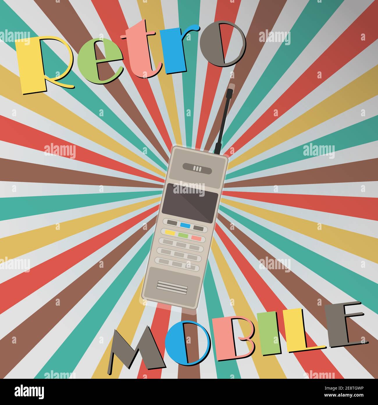 Vintage mobile phone with antenna with the text retro mobile Stock ...