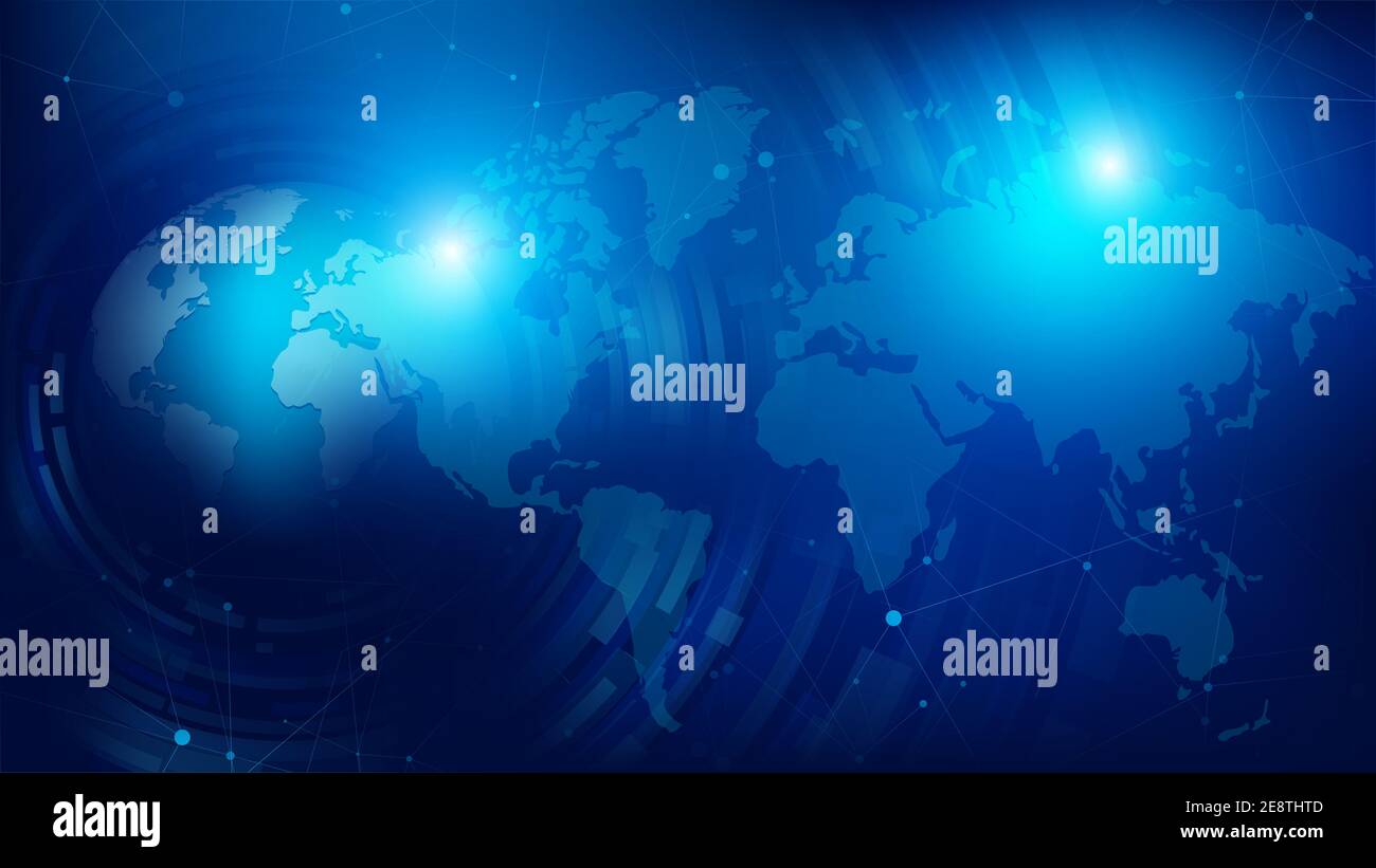 Abstract background 3D globe sphere and dotted world map in futuristic ...
