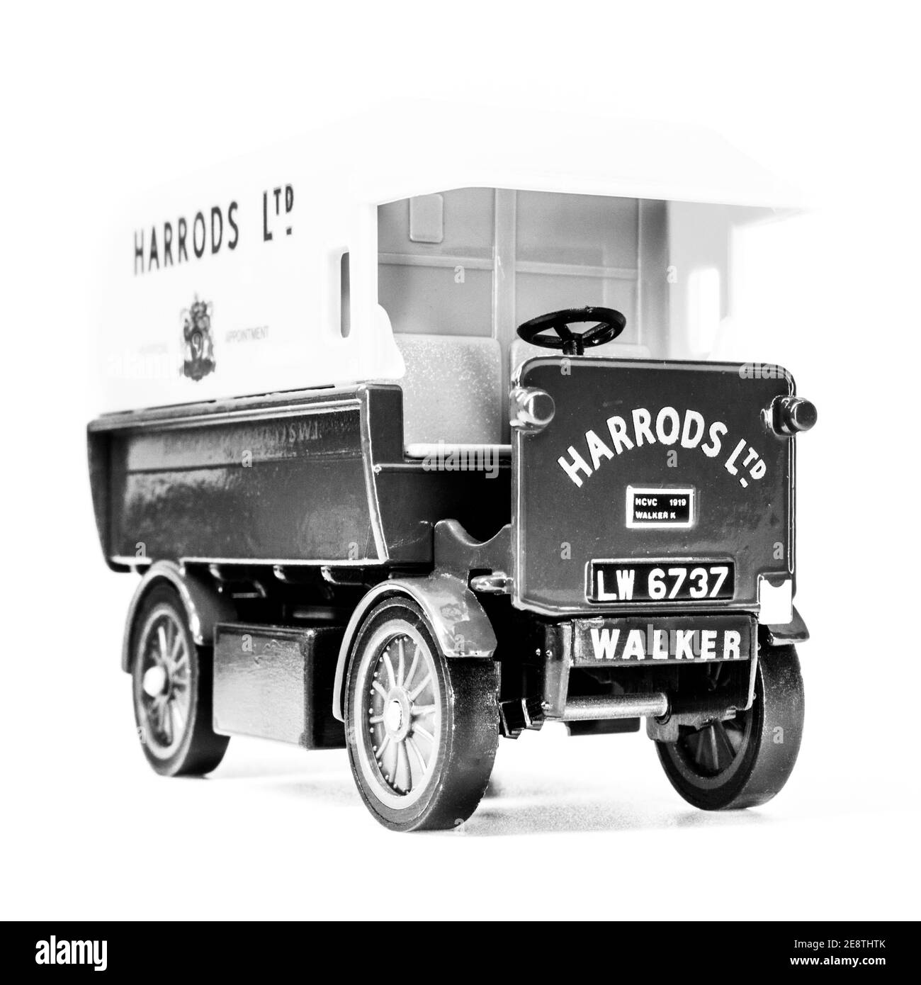 Matchbox Models of Yesteryear Y-29 Walker Electric Van 1919, front view with copy space Stock Photo