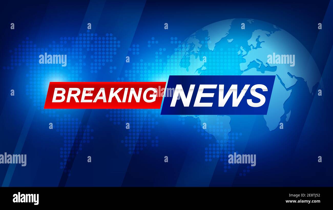 Breaking news template with 3d red and blue badge, Breaking news text on  dark blue with earth and world map background, TV News show Broadcast  templat Stock Photo - Alamy