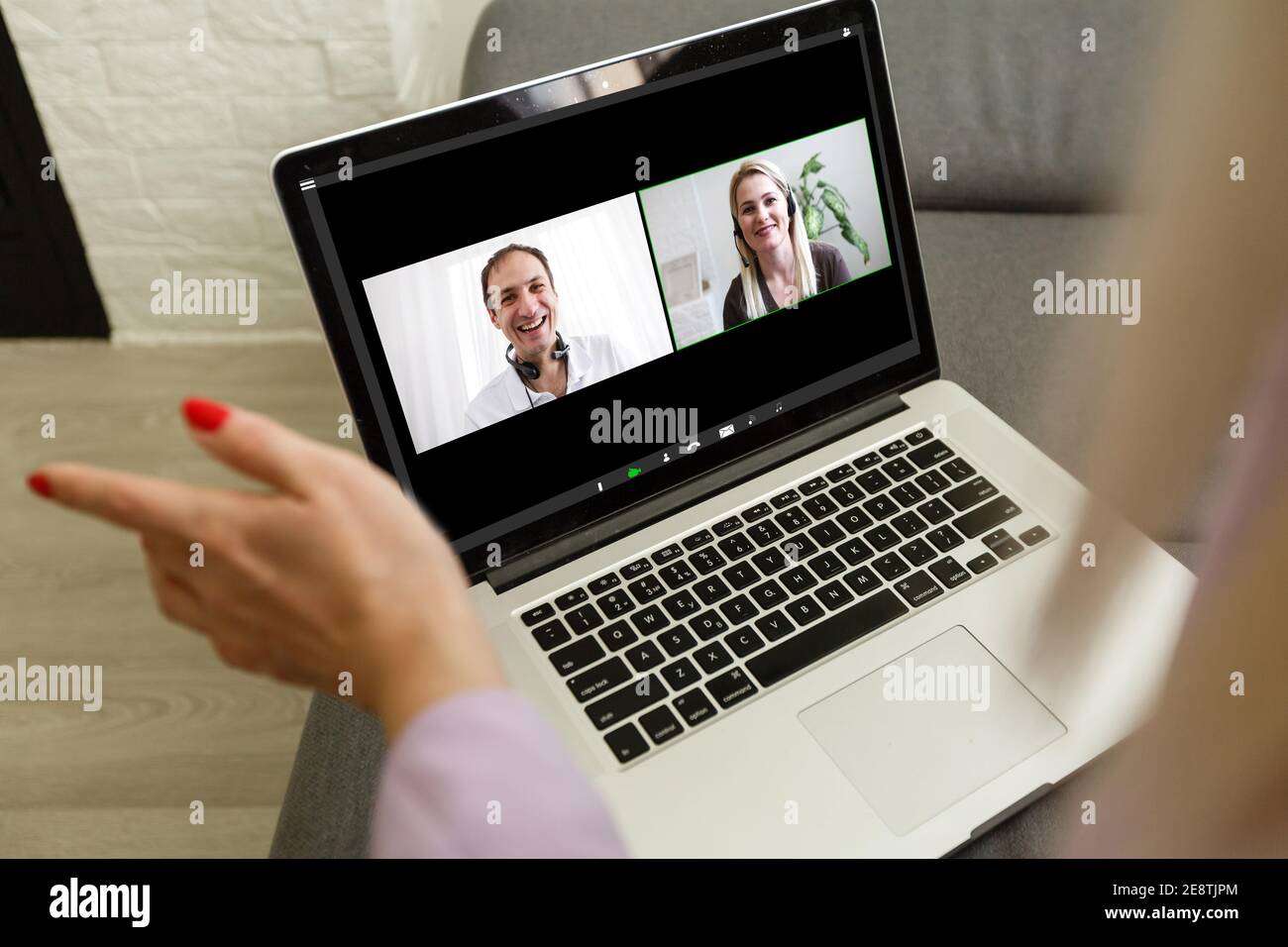 Electronic meeting concept. Teleconference. Video conference Stock
