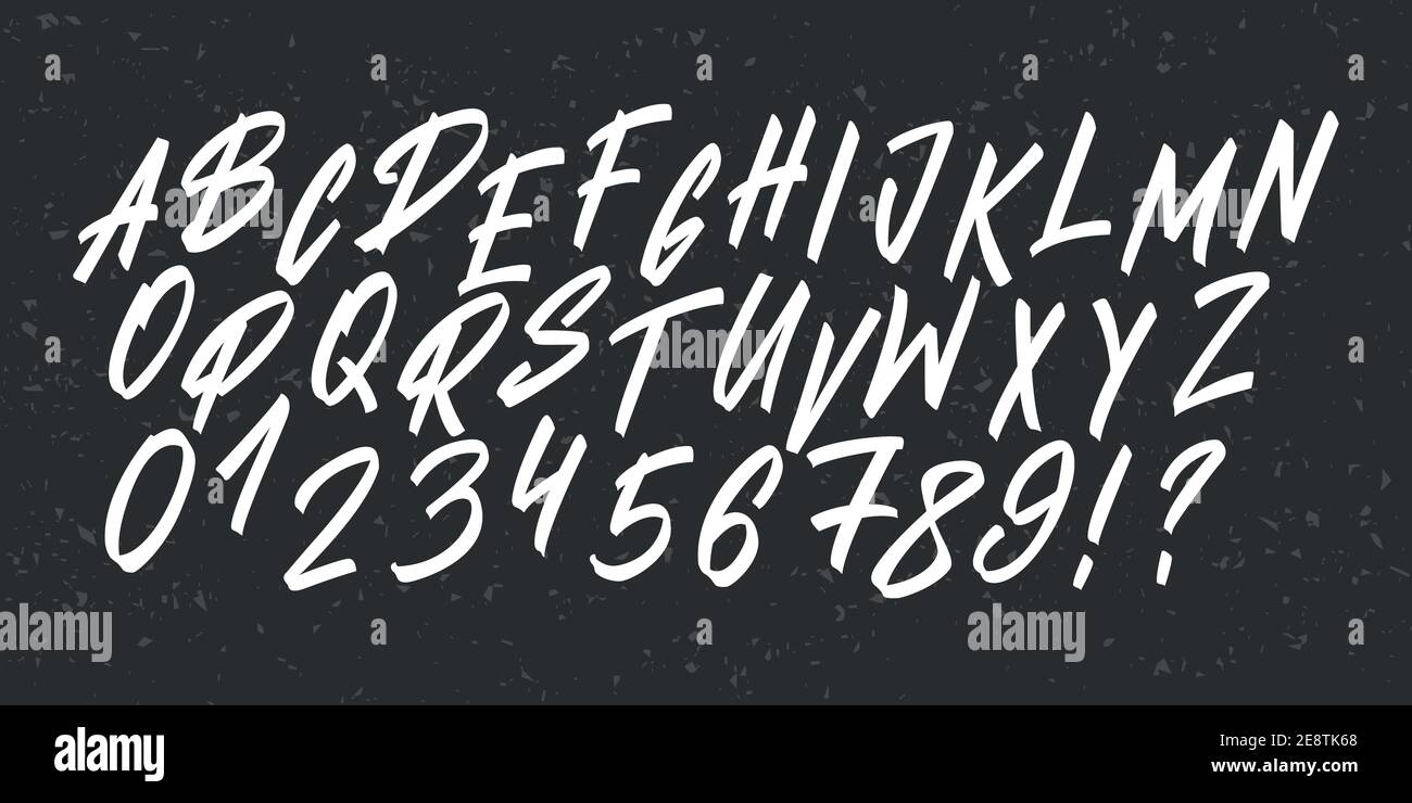 Hand drawn brush typeface. Lettering brush font alphabet. Vector