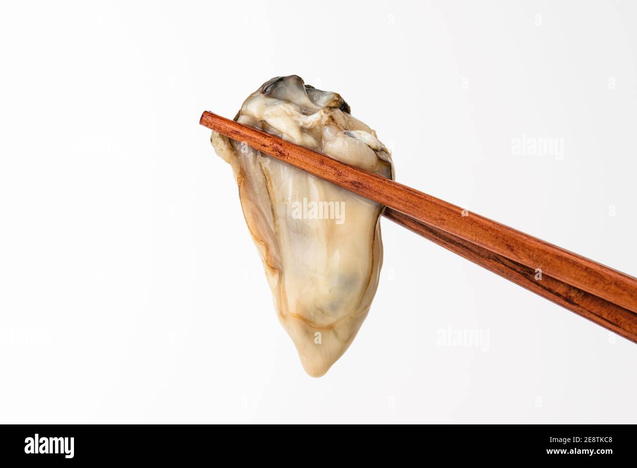 Raw uncooked oysters. Strong scented seafood. Shellfish food Stock