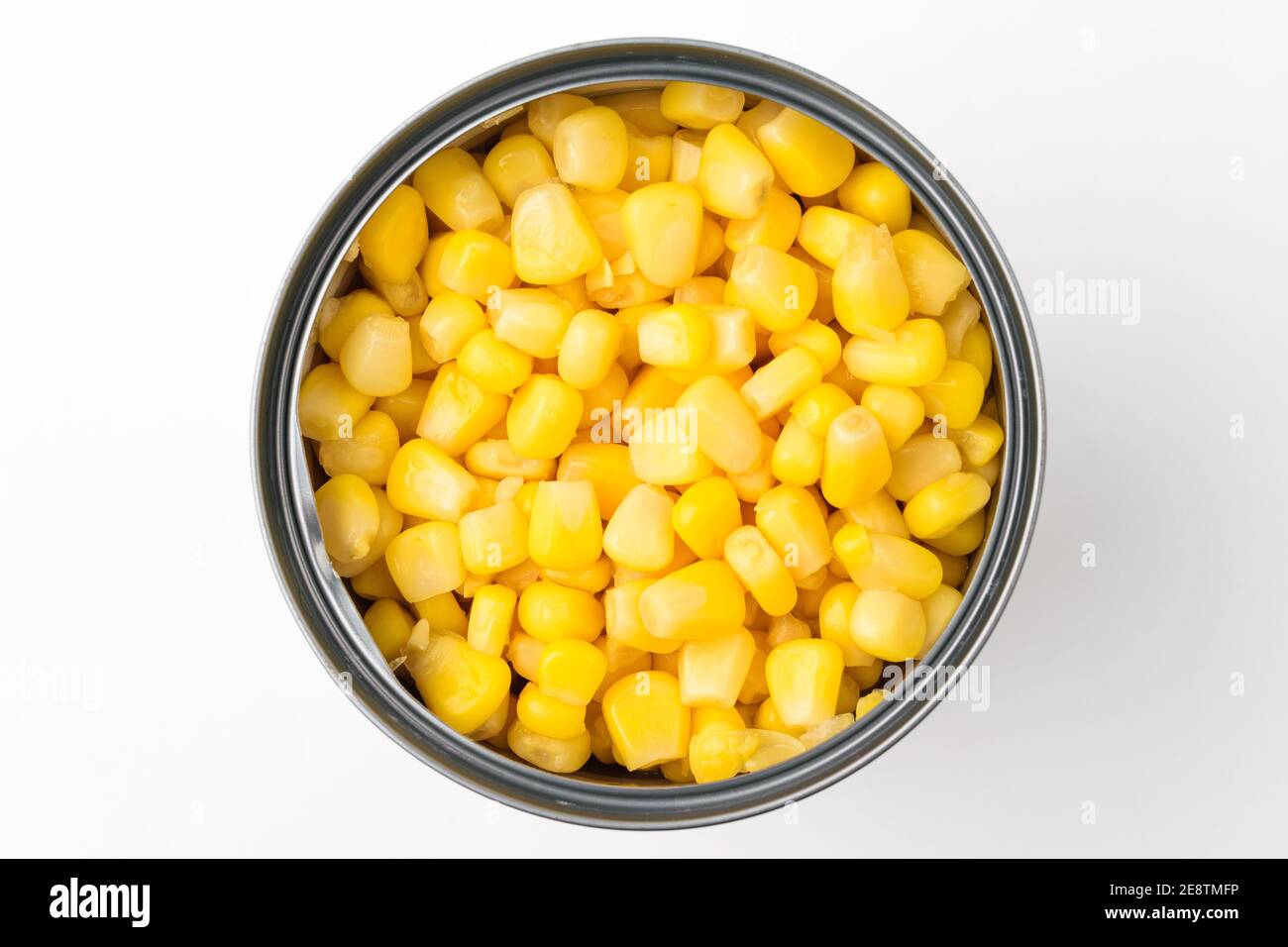 Canned corn on a white background Stock Photo Alamy