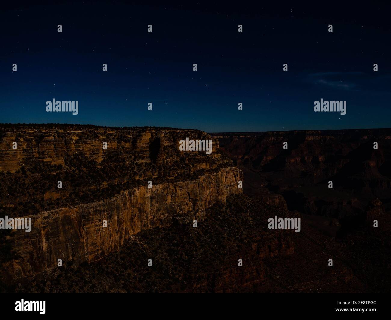 Grand Canyon at night with moon and stars, Grand Canyon National Park