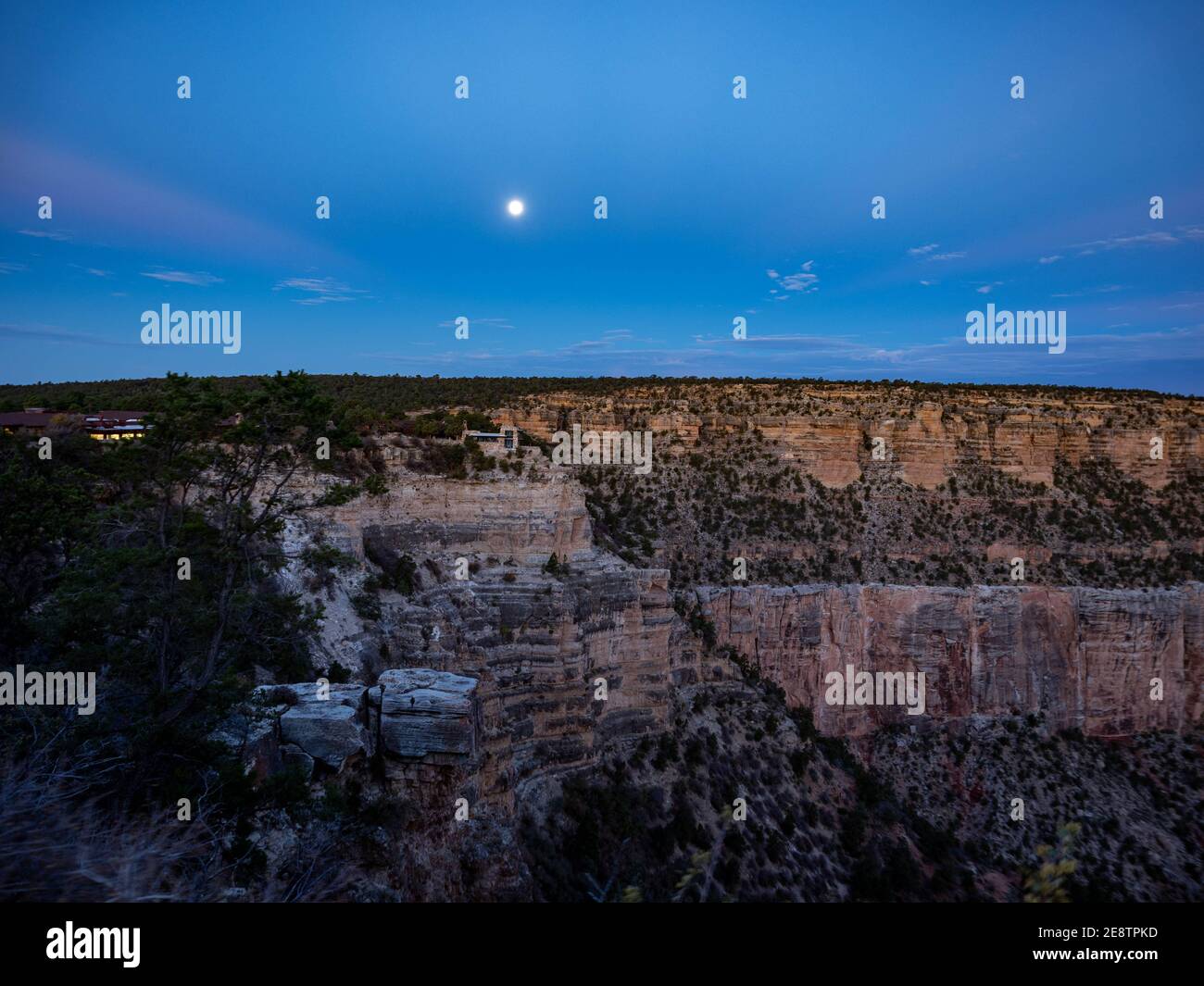 Grand Canyon at night with moon and stars, Grand Canyon National Park
