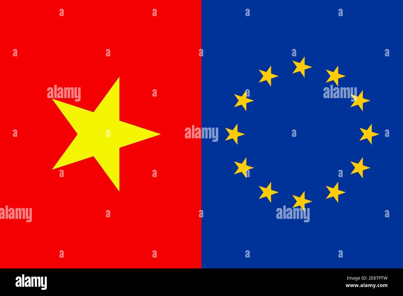 Illustration of the flags of Vietnam and the EU next to each other Stock Photo