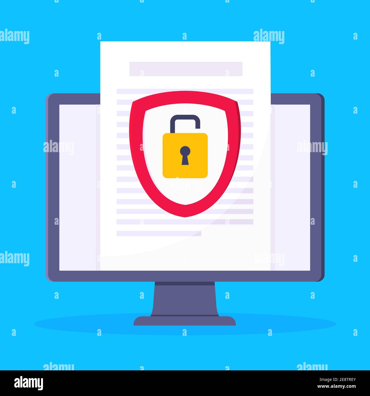 Privacy policy, safety lock and data protection metaphor. Shield with ...