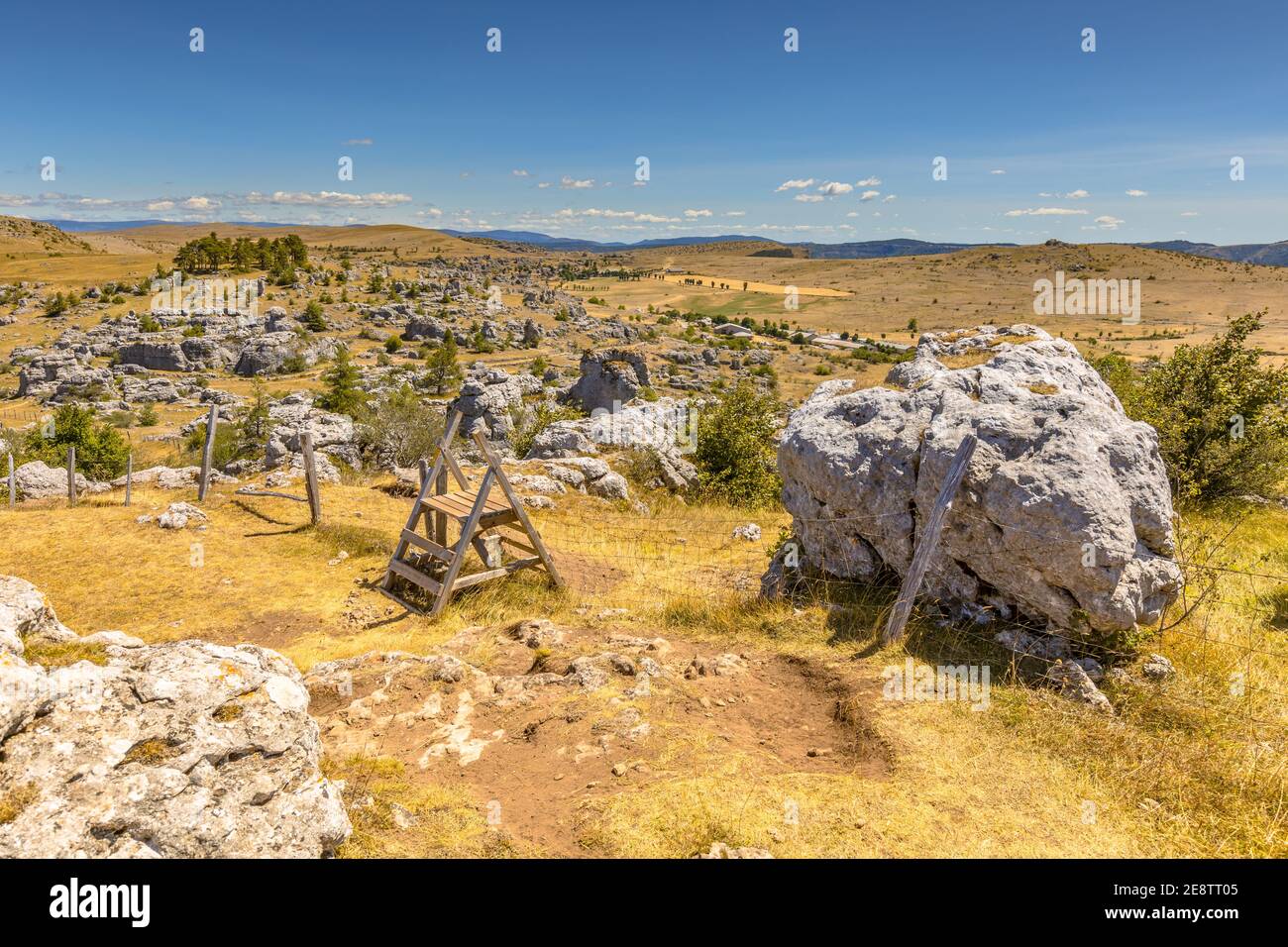 Chaos de Nîmes-le-Vieux rock formation on the limestone karst highland plateau of Causse Méjean, France Stock Photo