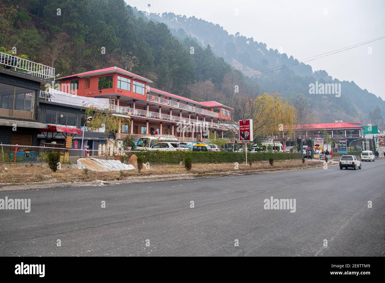 Pine Tree Hotel view Balakot KPK Stock Photo