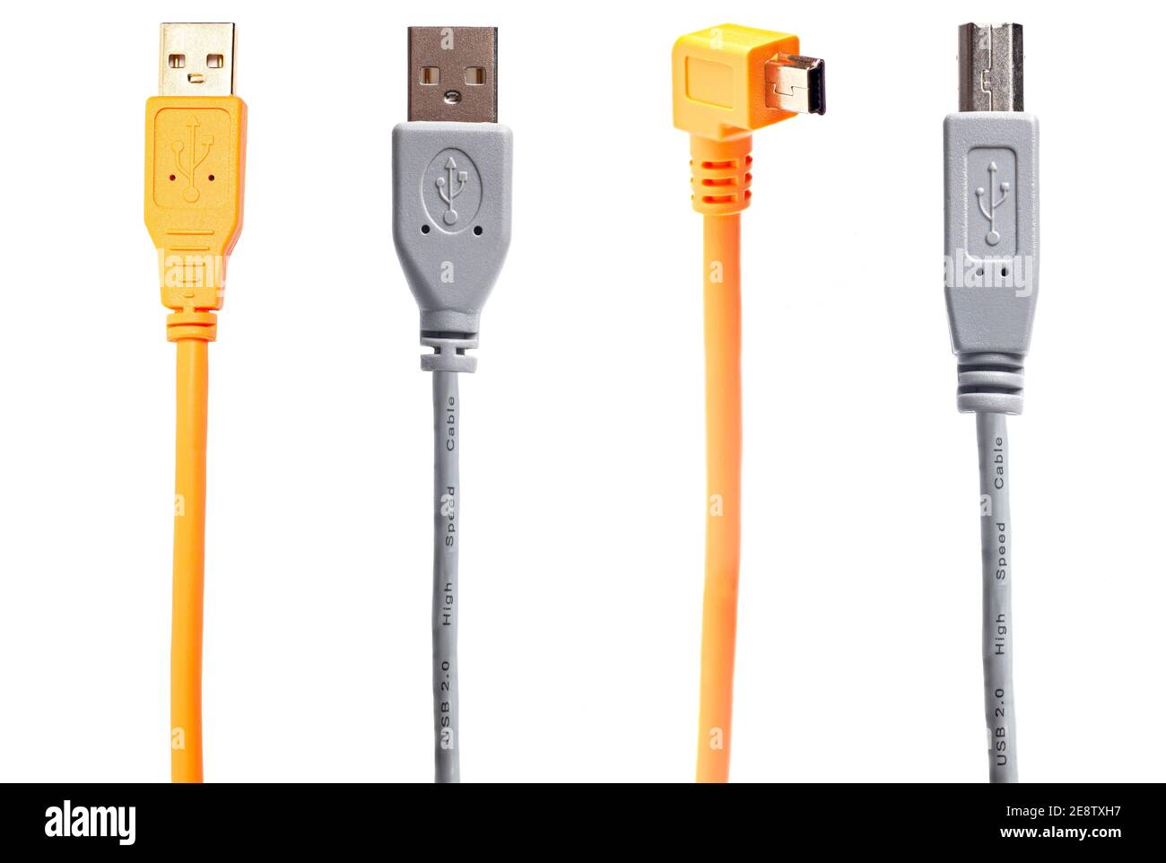 Orange and Gray USB cables isolated on white background Stock Photo Alamy