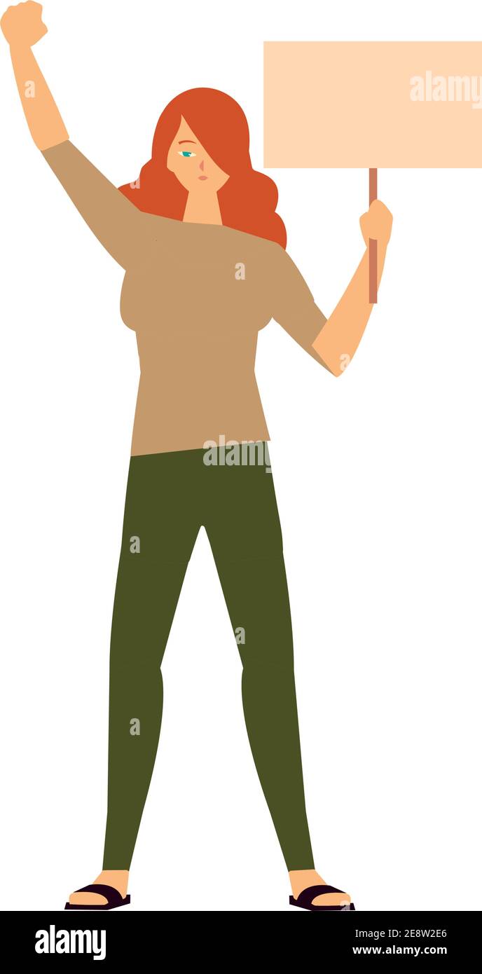 woman power character protest with placard vector illustration Stock ...