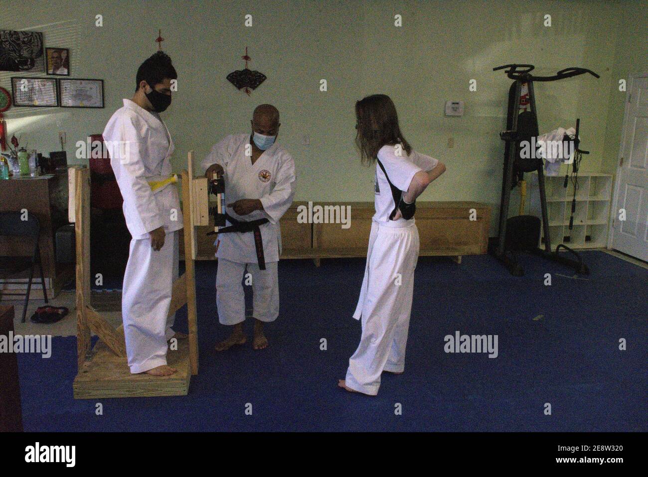 This action photo is of my son and his classmates in a Karate class