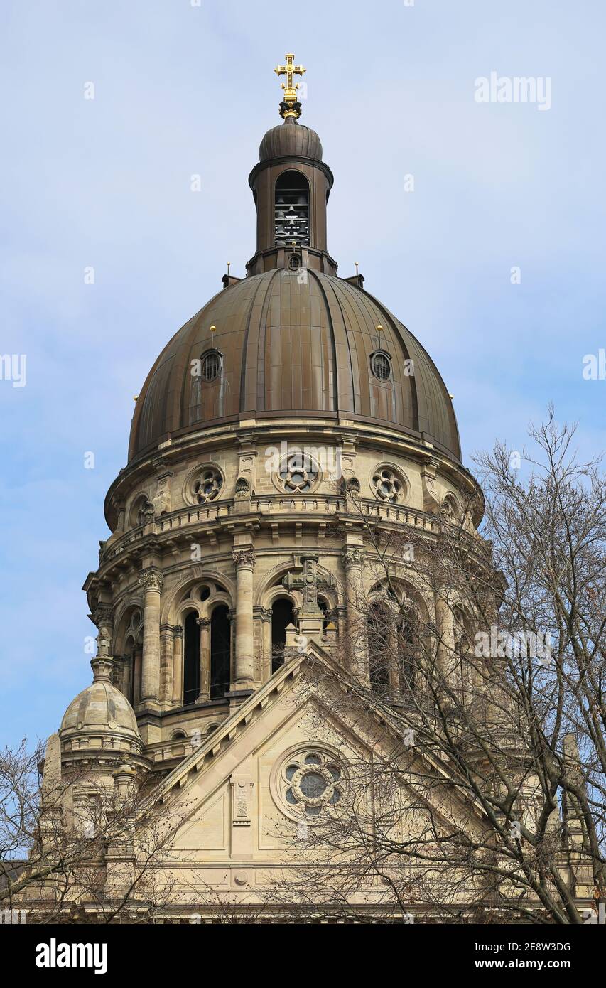 Dome of The Old Historic Christuskirche Church in Mainz,Germany Stock