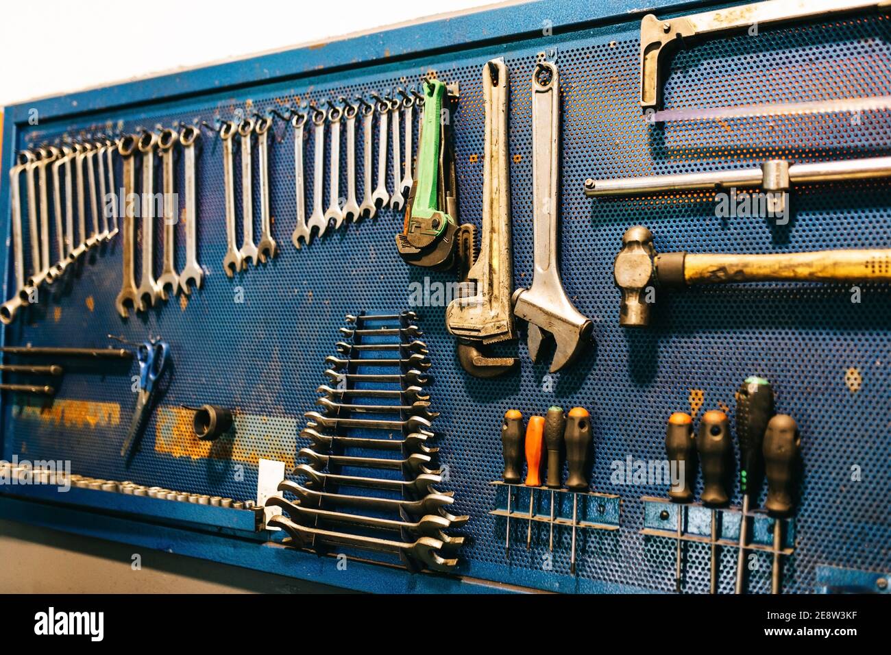 Tool kit in a car workshop Stock Photo - Alamy