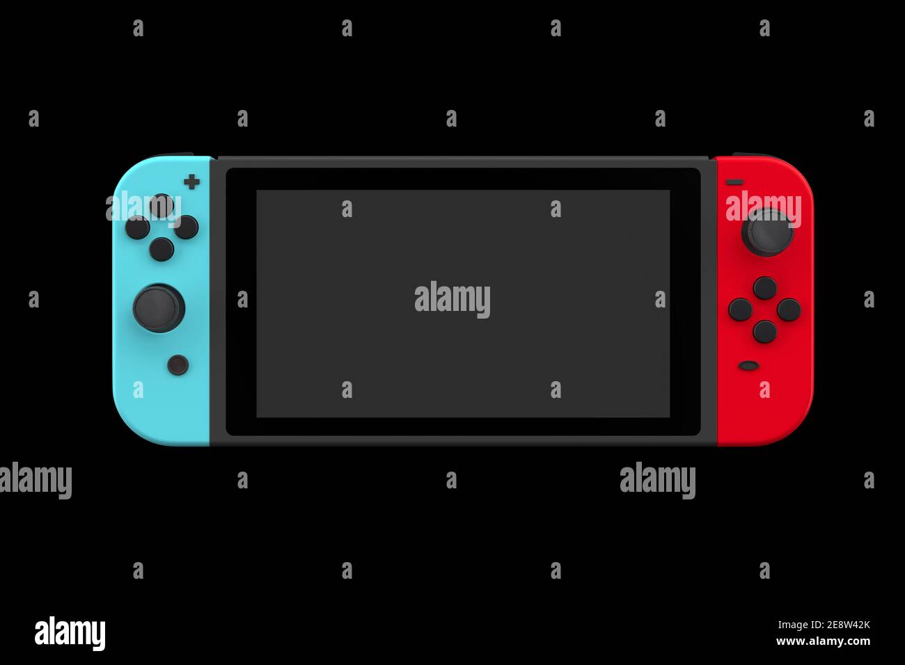 Realistic video game controllers attached to touch screen isolated on