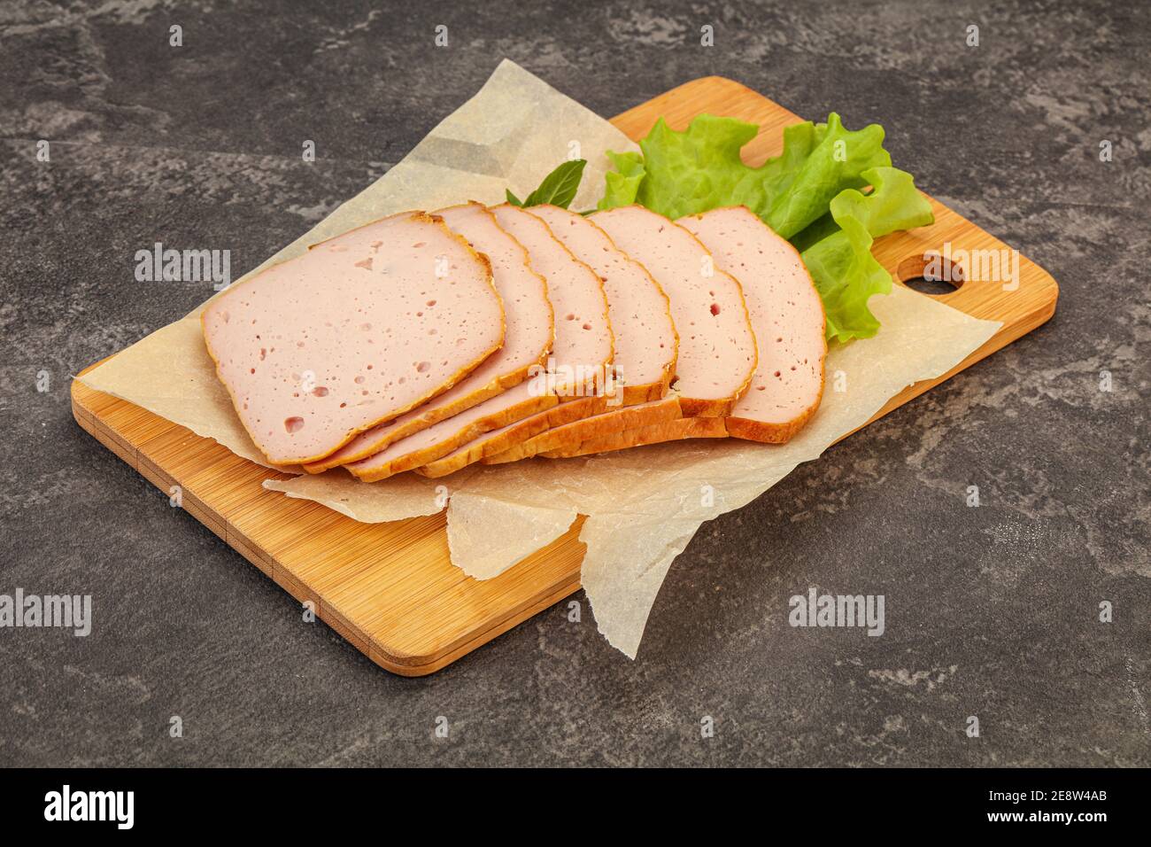 Boiled pork sausage snack over board Stock Photo Alamy