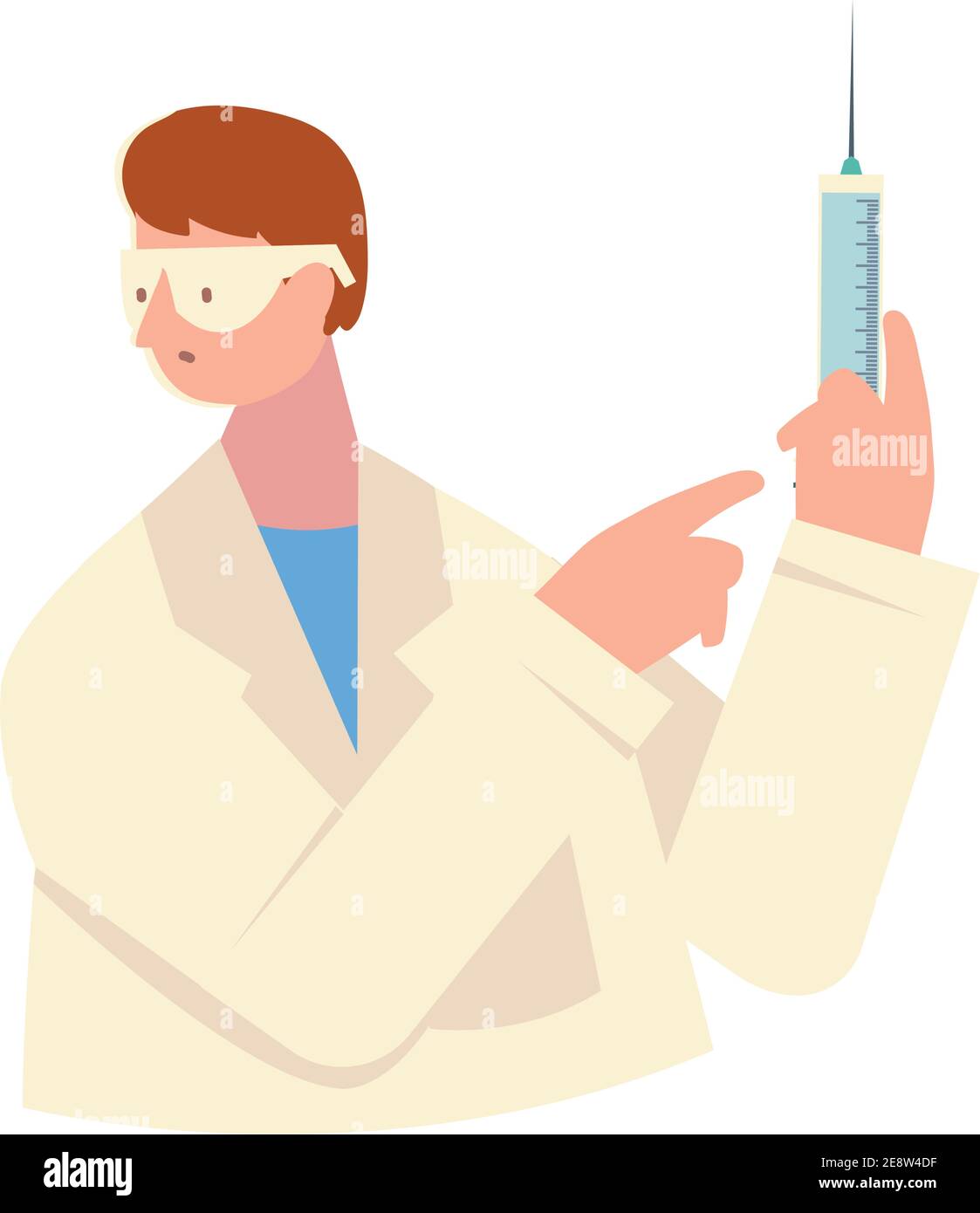 doctor medical character with vaccine syringe vector illustration Stock ...