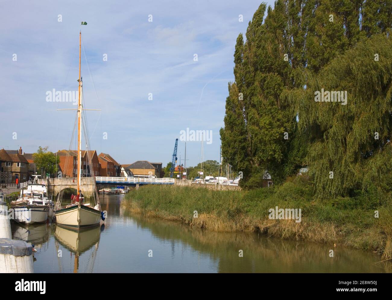 boats moored in sandwich, a cinque port, on the kent coast Stock Photo