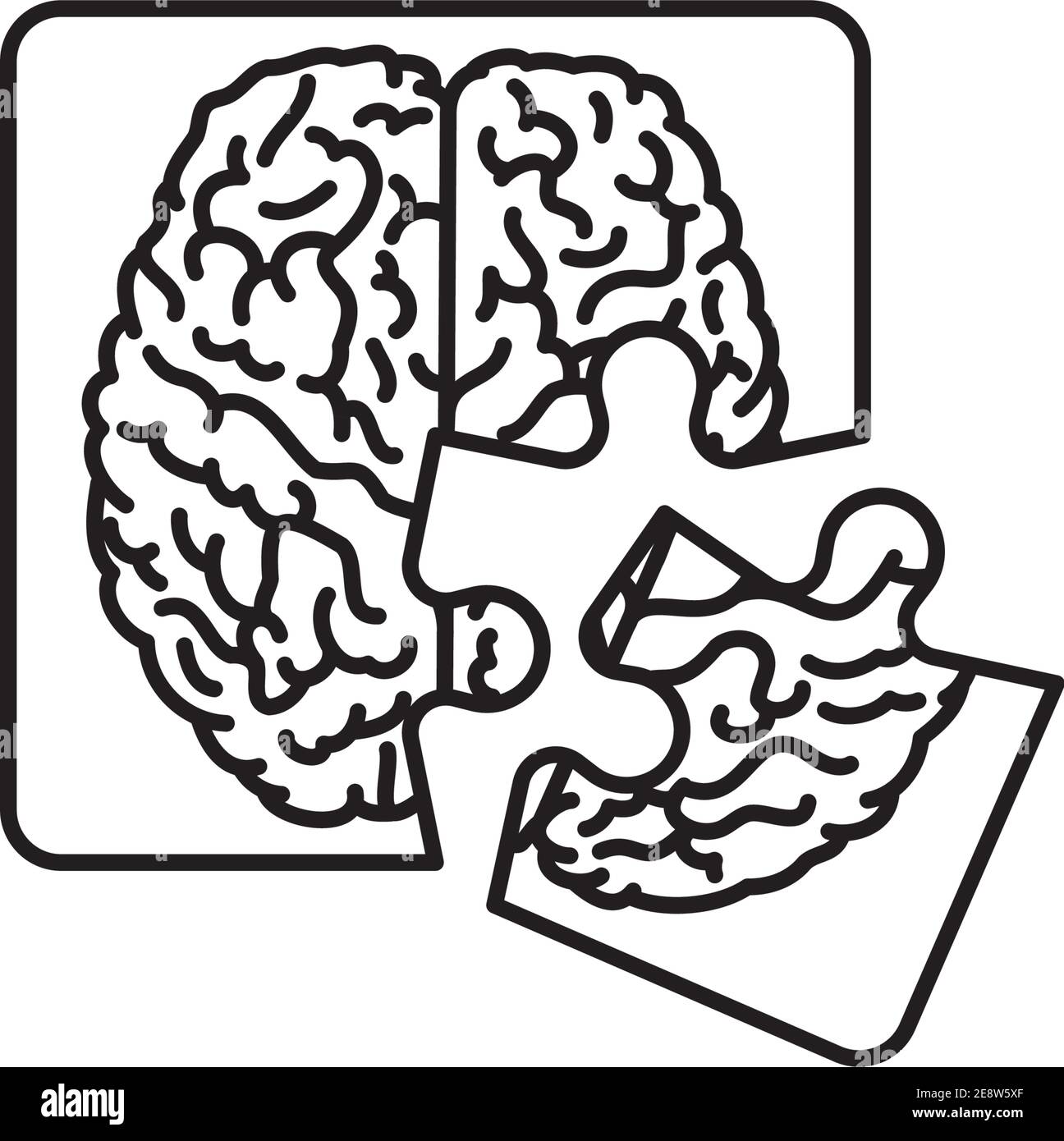 Jigsaw puzzle with brain picture vector illustration for Alzheimers Day on September 21. Loss of memory concept Stock Vector