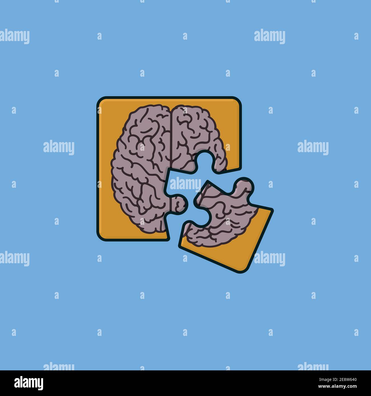 Jigsaw puzzle with brain motif vector illustration for Alzheimers Day on September 21. Loss of memory concept Stock Vector