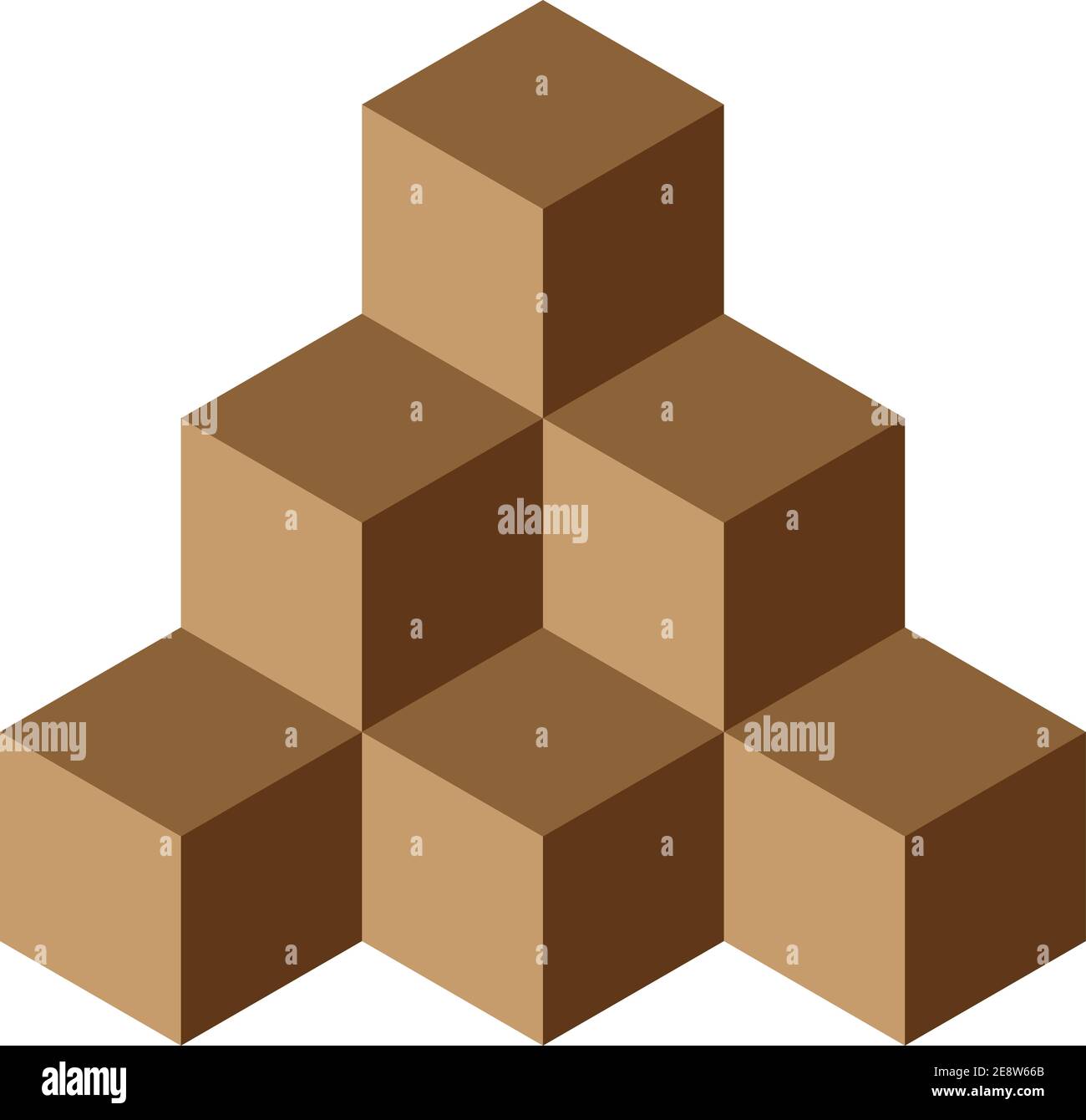 Pyramid of brown chocolate cubes. 3D vector illustration isolated on white background. Stock Vector