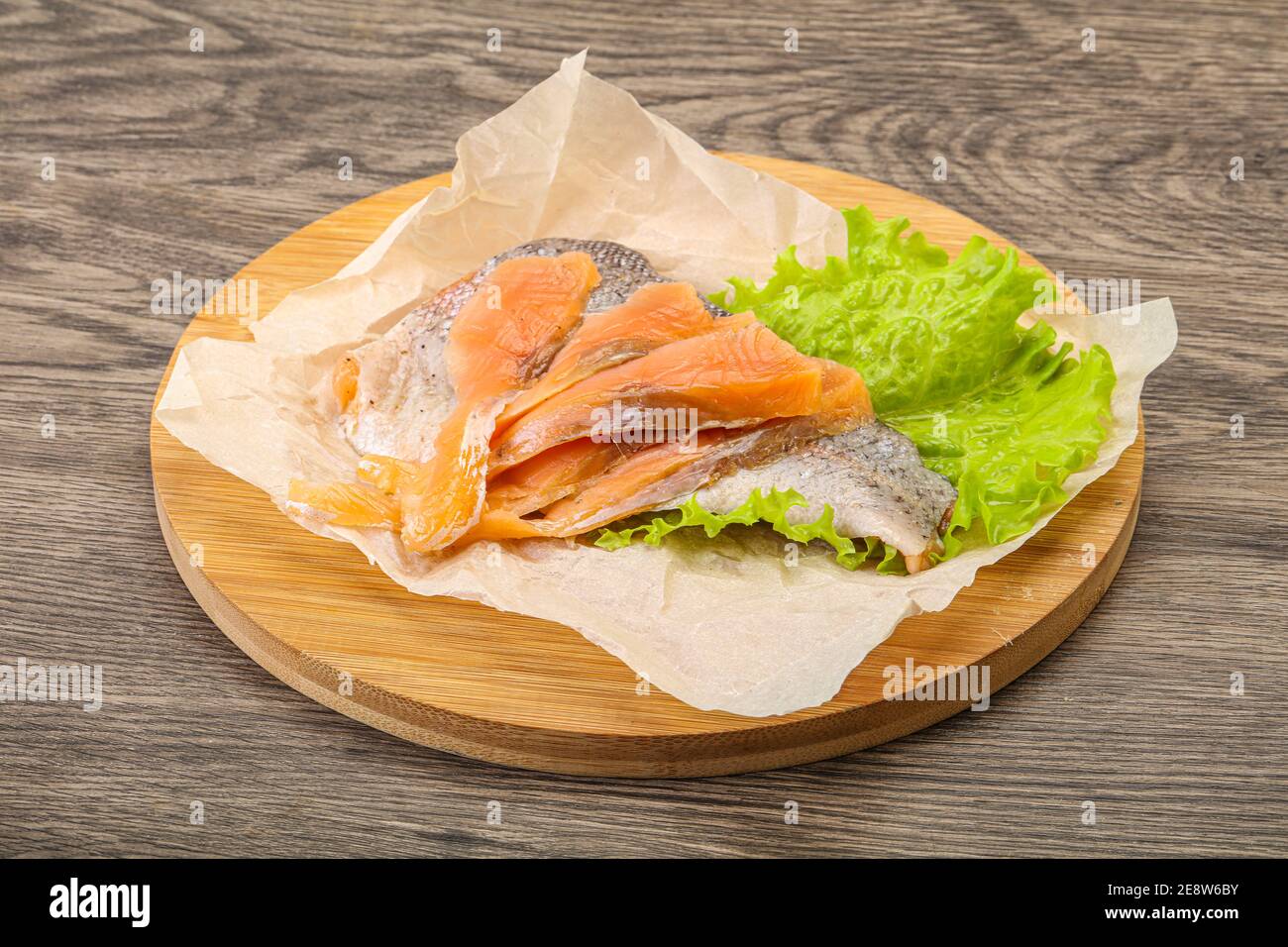 Sliced natural wild trout fillet over board Stock Photo Alamy