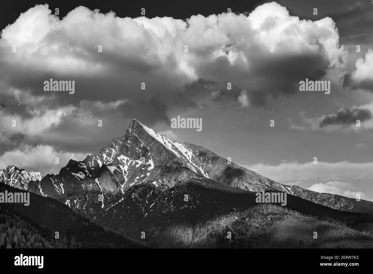 Beautiful sunrise view in High Tatras mountains national park and Strbske pleso (Strbske lake) beautiful mountain lake in Slovakia Stock Photo